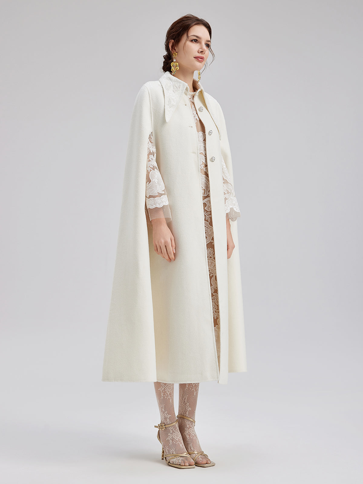 Italian Cashmere Embossed Wool Cape