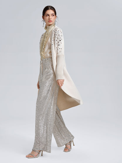 Multicolor Crystal Beaded Embellished Coat