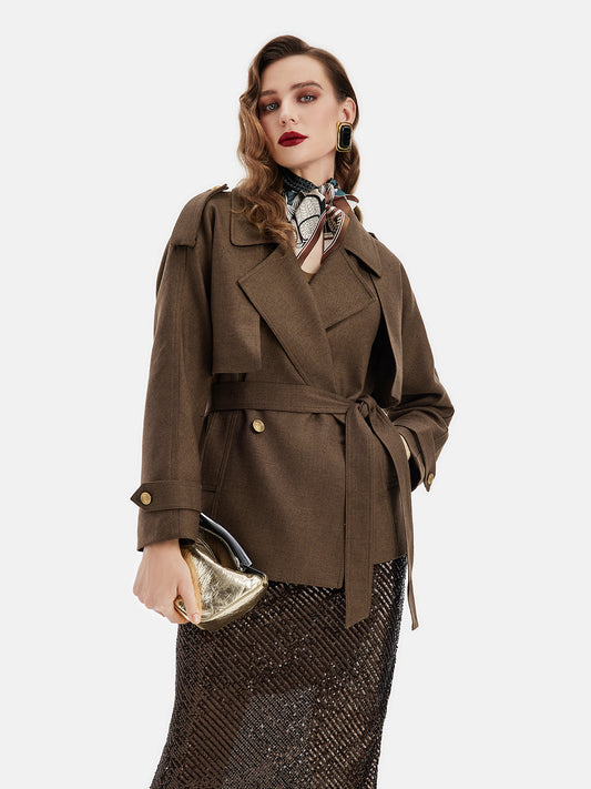 Italian Wool Blend Classic Trench Coat