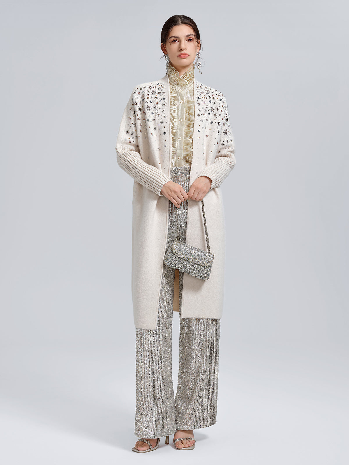 Multicolor Crystal Beaded Embellished Coat