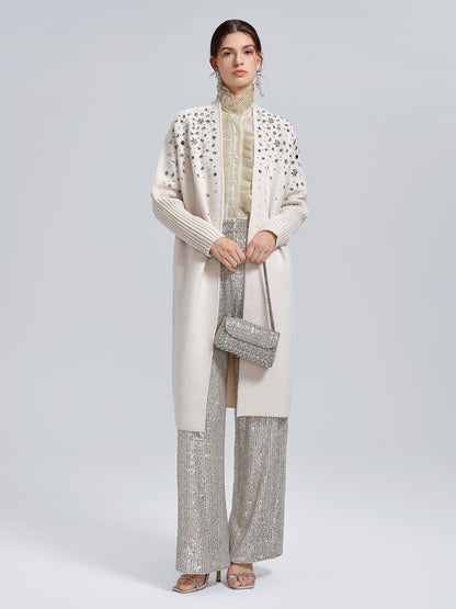 Multicolor Crystal Beaded Embellished Coat