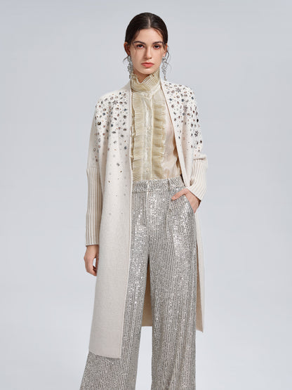 Multicolor Crystal Beaded Embellished Coat