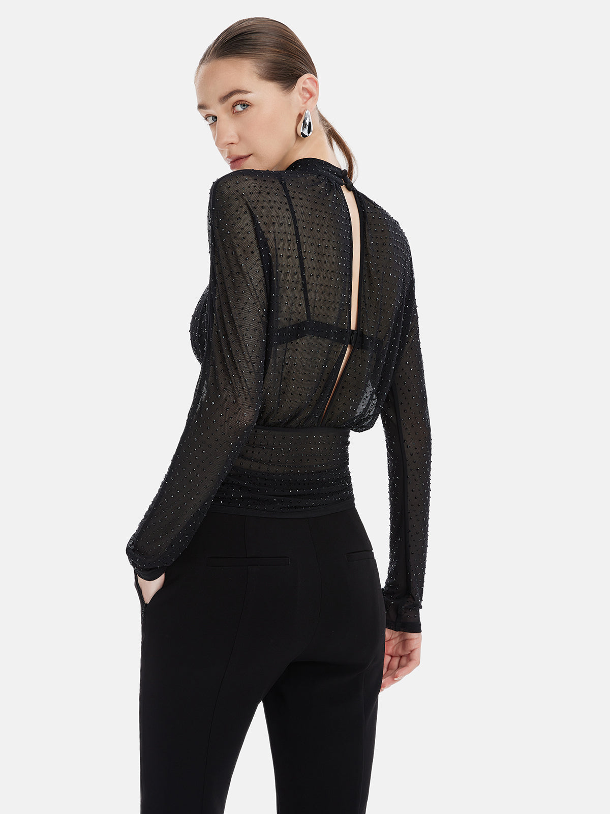 Sheer Stretch Mesh Long Sleeve