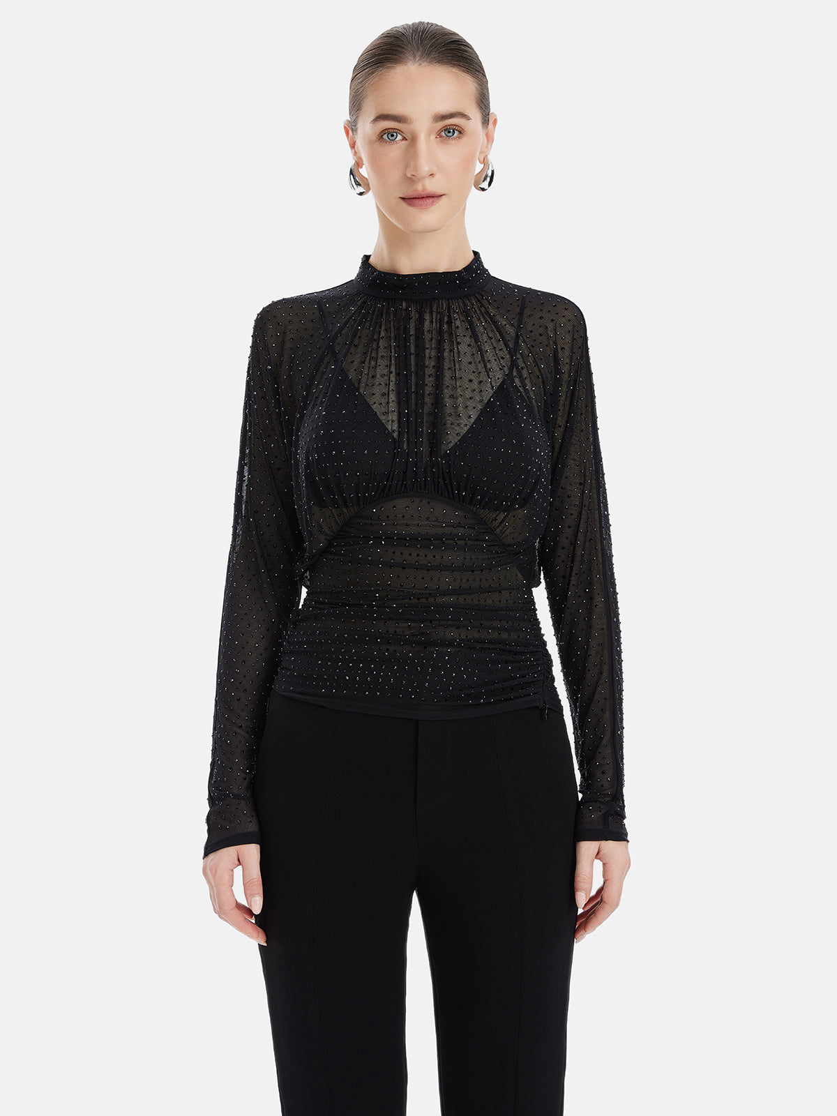 Sheer Stretch Mesh Long Sleeve