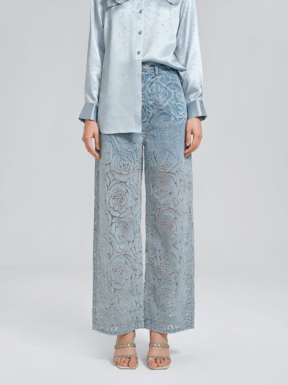 Gradient Rose Burnout Jeans