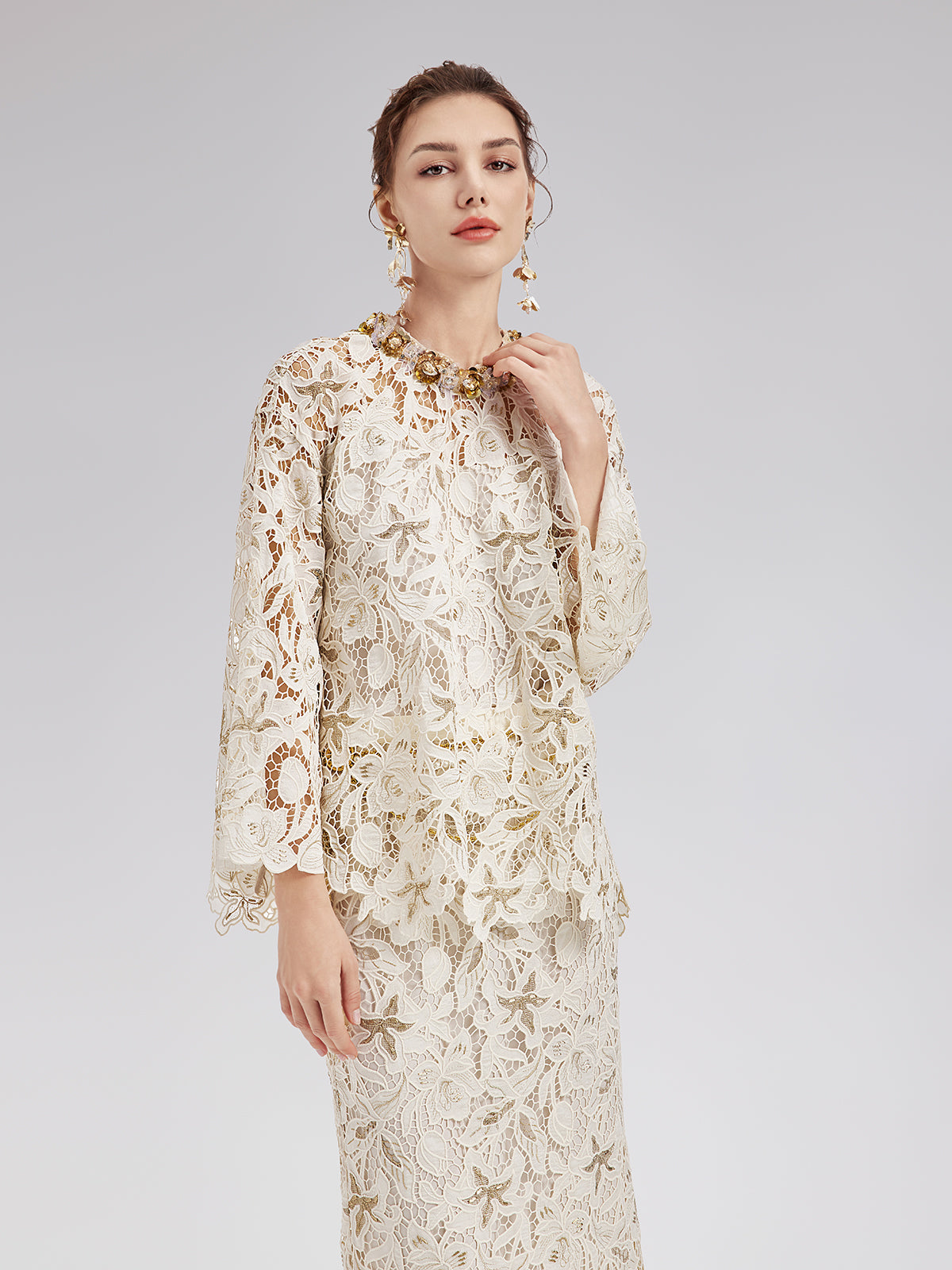 Textured Lace Beaded Top