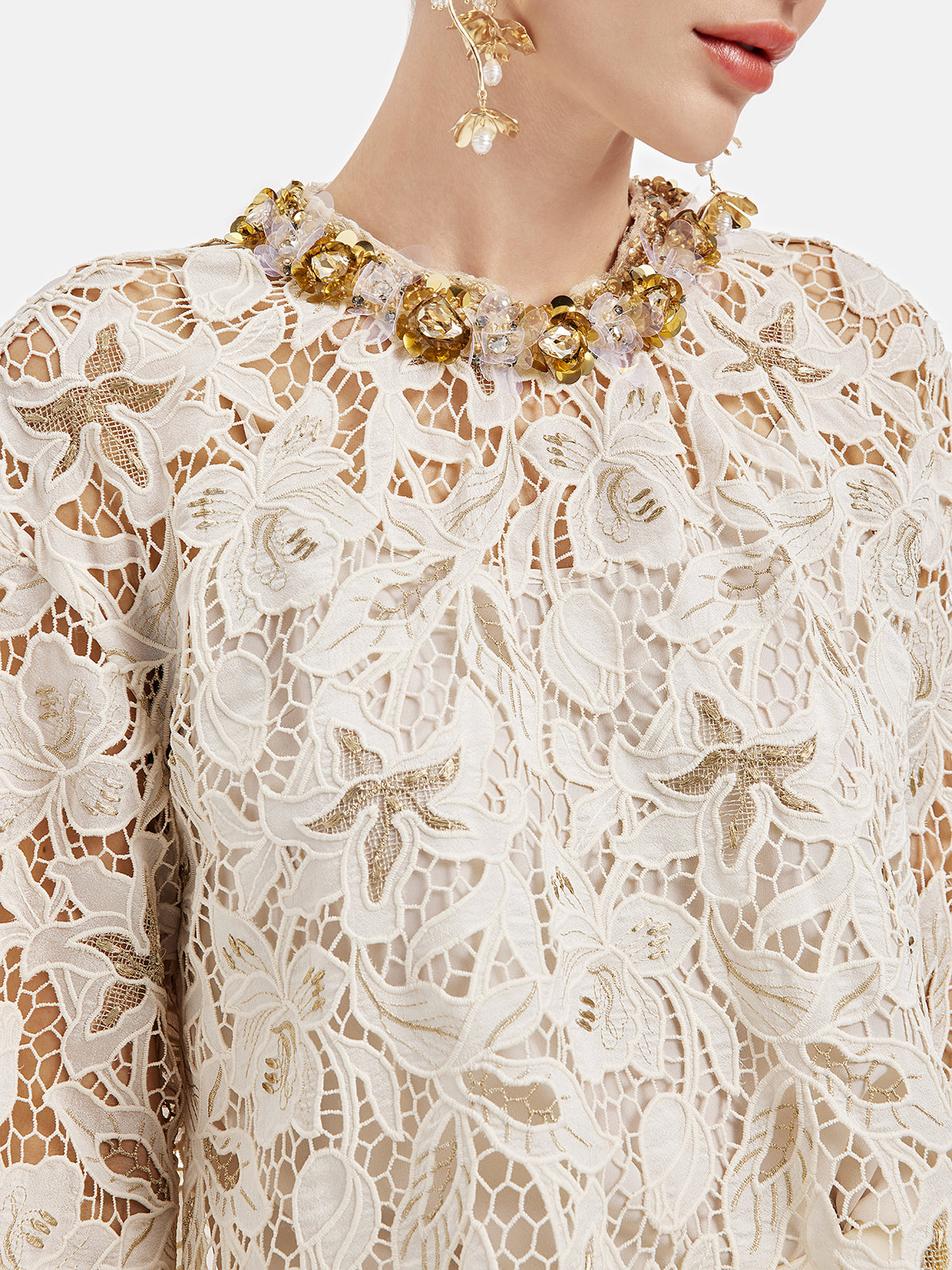 Textured Lace Beaded Top