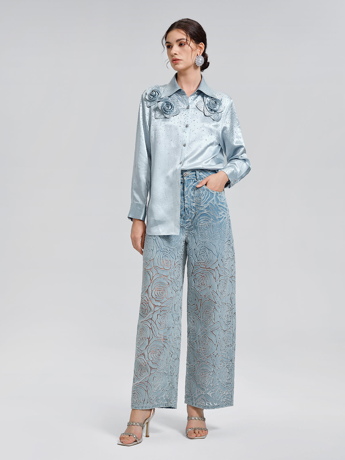 Contemporary garment with smooth texture and refined structure
