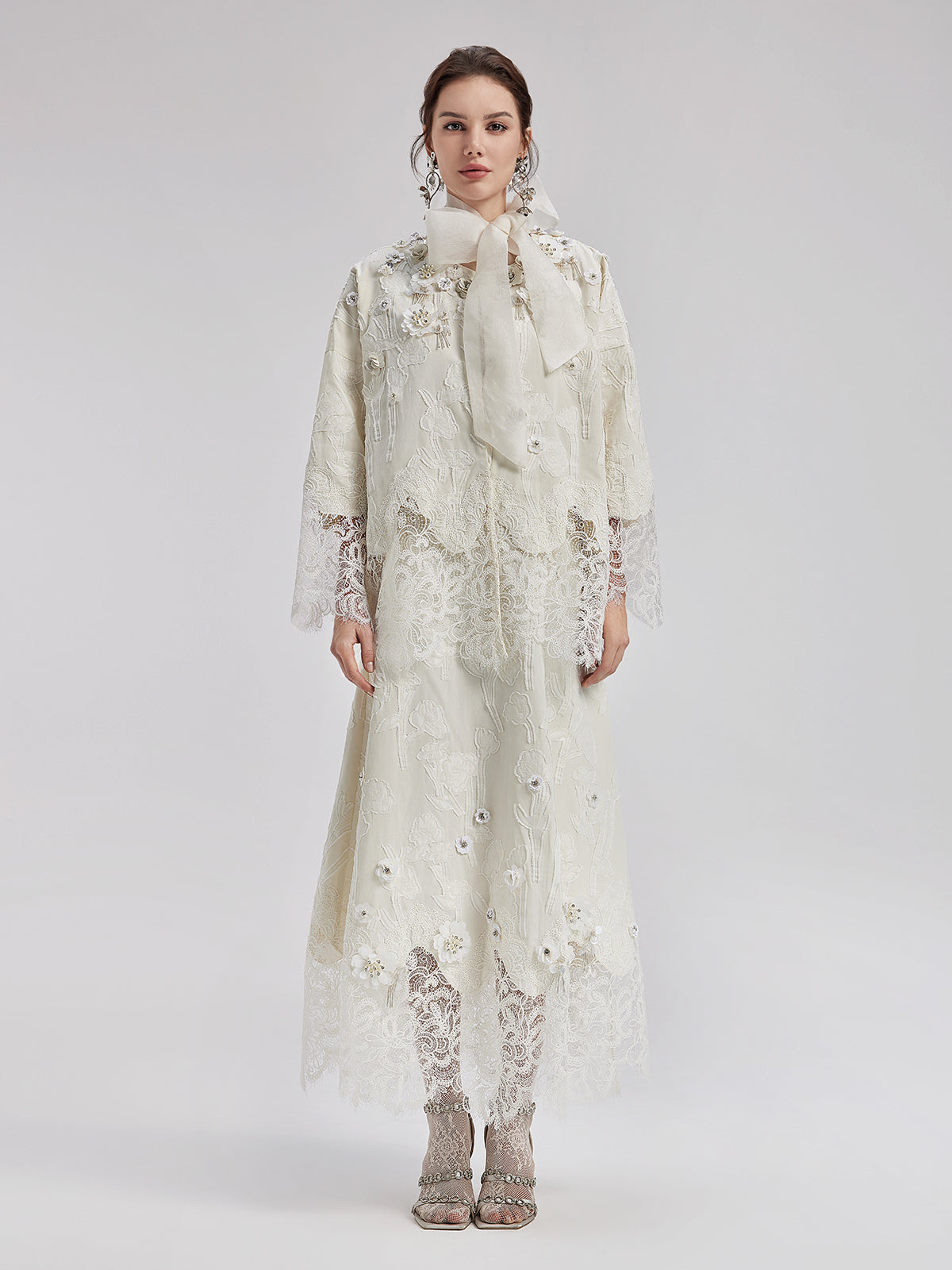 Custom Beaded Lace Jacquard Coat