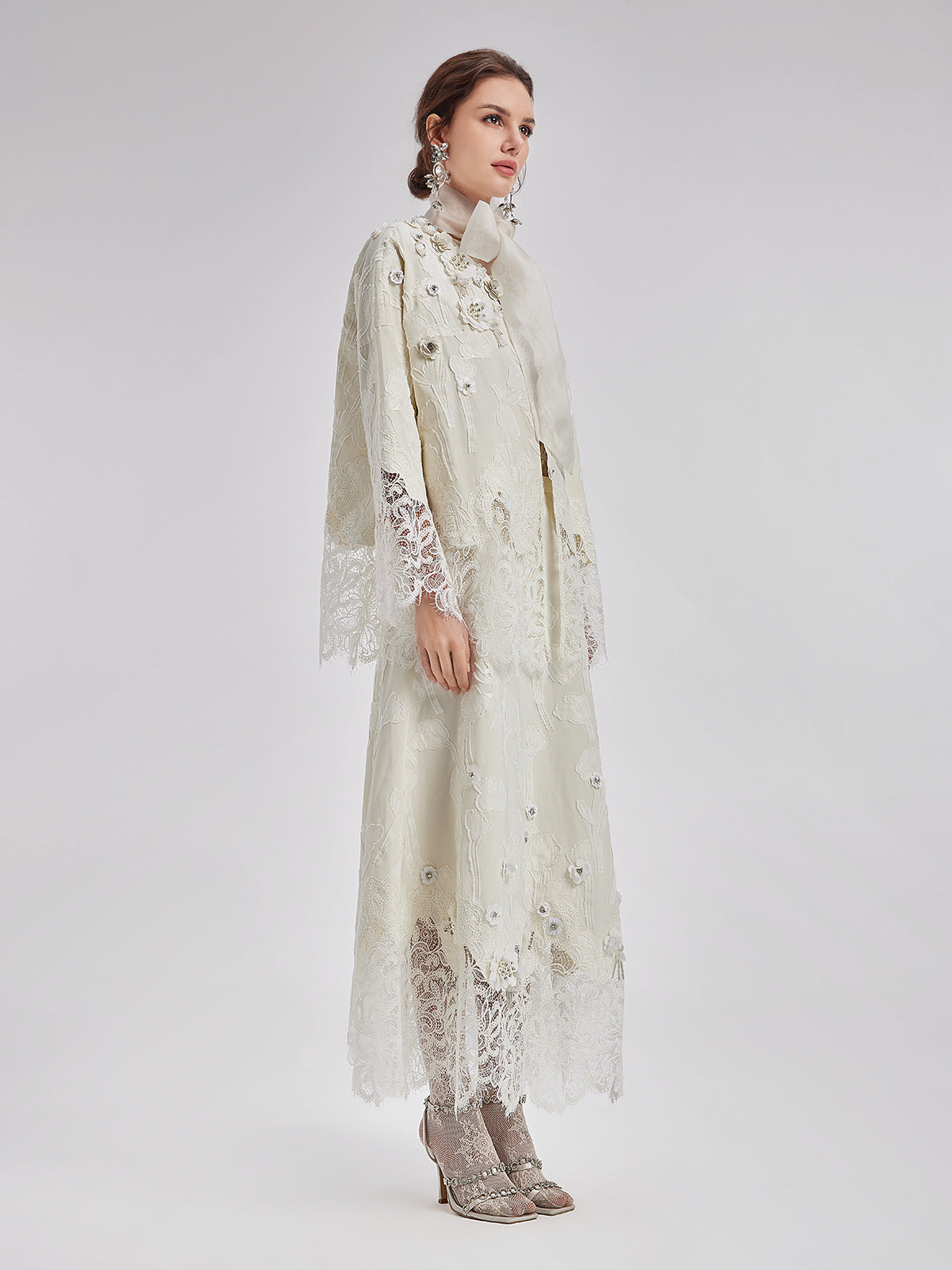 Final Sale | Custom Beaded Lace Jacquard Coat