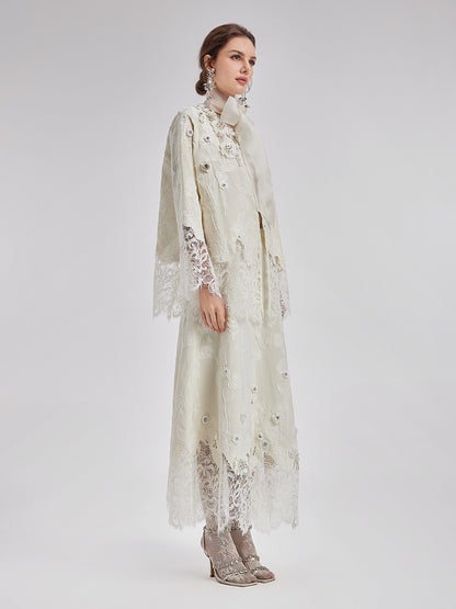 Custom Beaded Lace Jacquard Coat