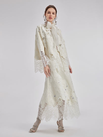 Custom Beaded Lace Jacquard Coat