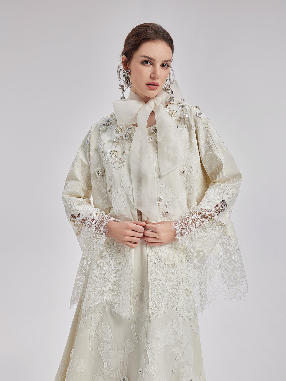 Final Sale | Custom Beaded Lace Jacquard Coat