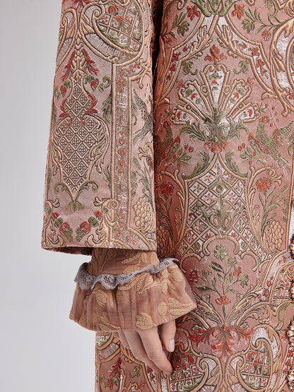 Gold Embroidered Jacquard Beaded Coat