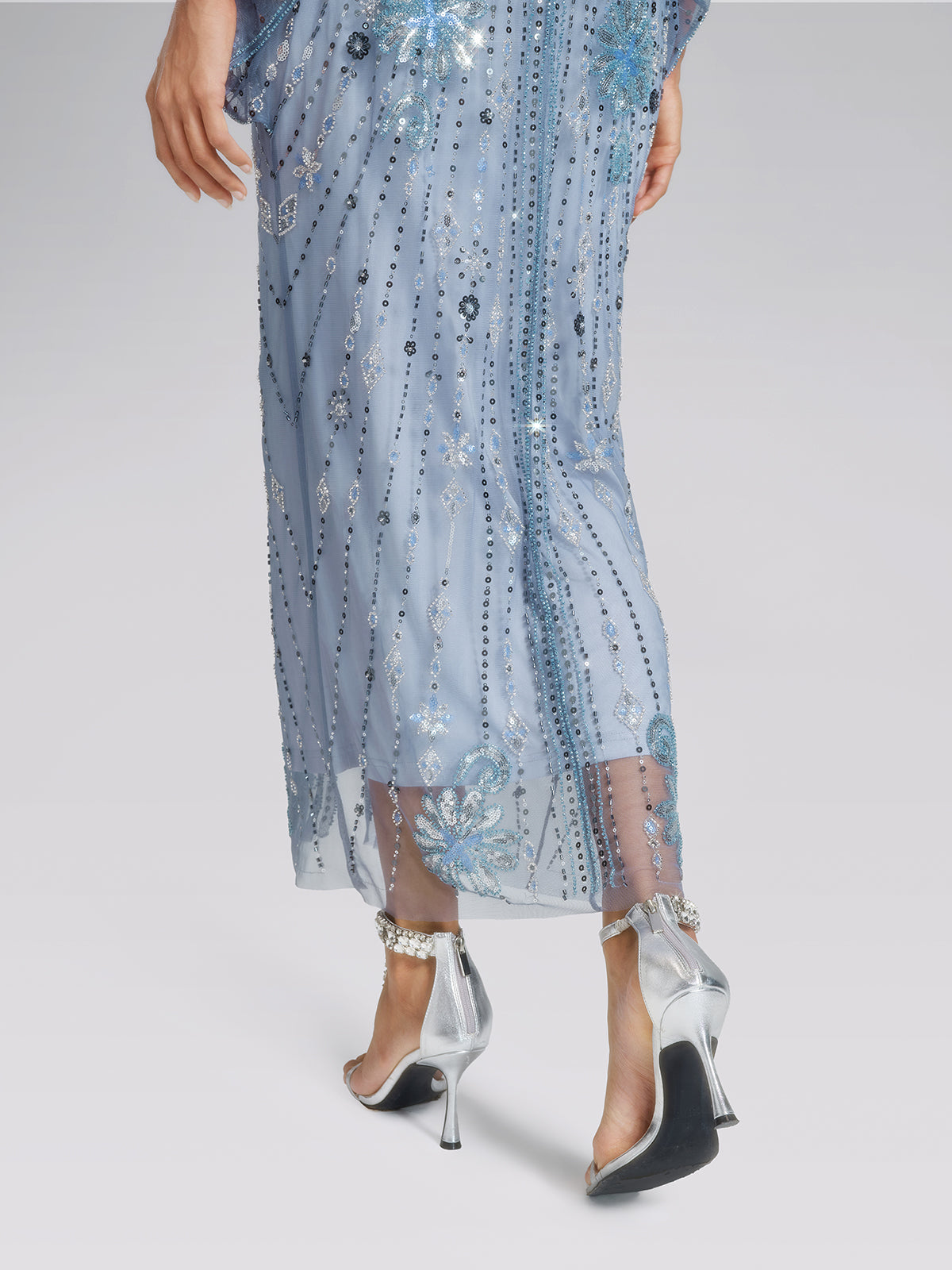 Beaded Sequin Mesh Floral Dress