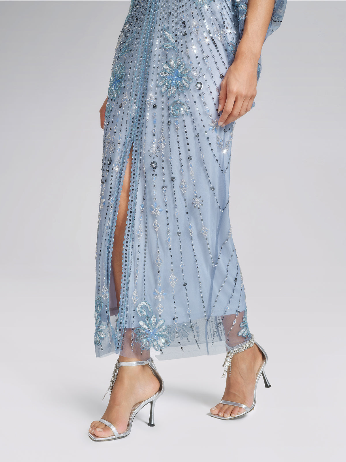 Beaded Sequin Mesh Floral Dress