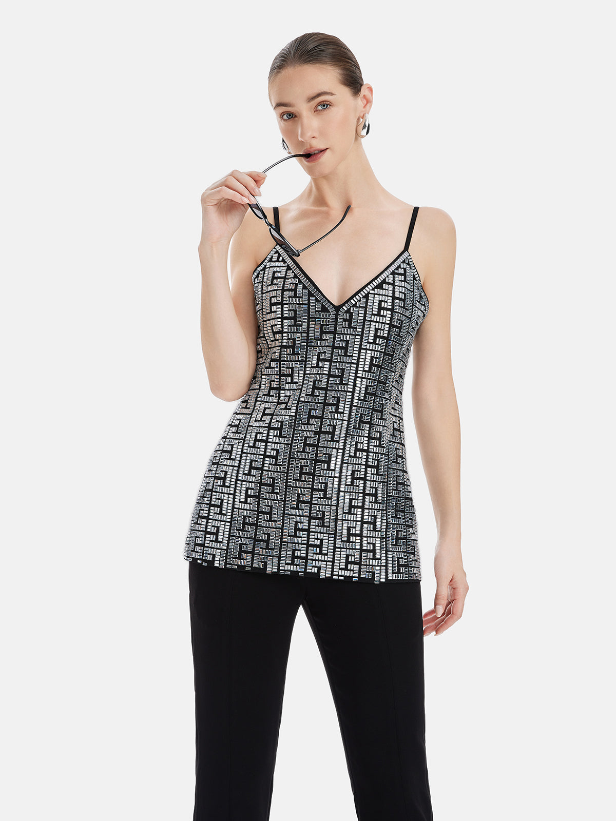 Sexy Rhinestone-Embellished Cami Top