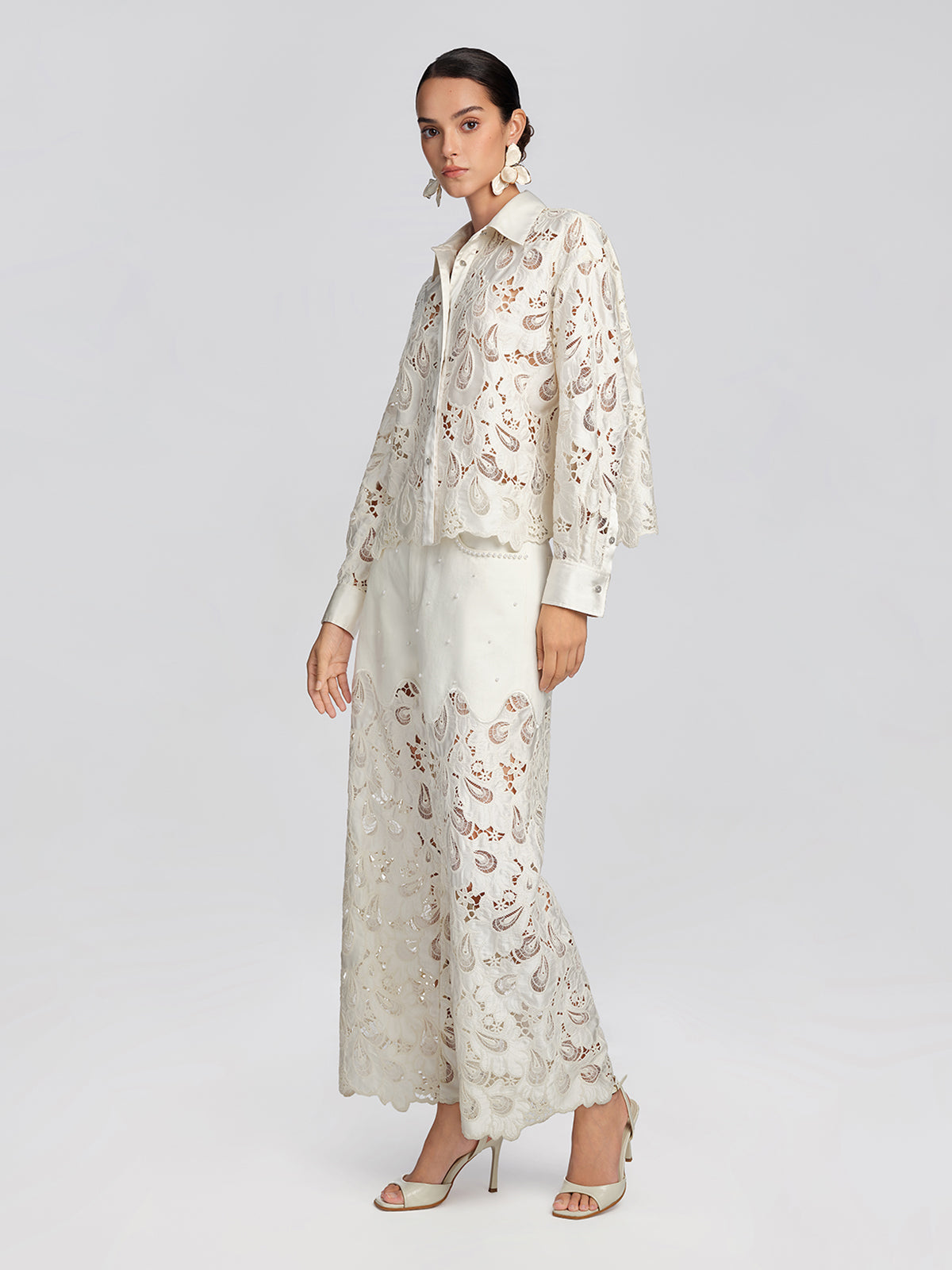 Eyelet Lace Rhinestone Shirt