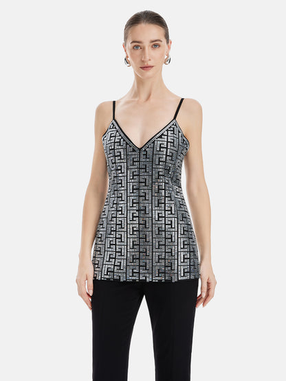 Sexy Rhinestone-Embellished Cami Top