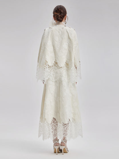 Custom Beaded Lace Jacquard Coat