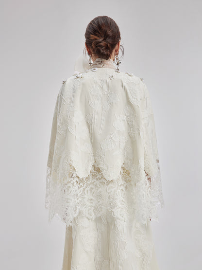 Custom Beaded Lace Jacquard Coat