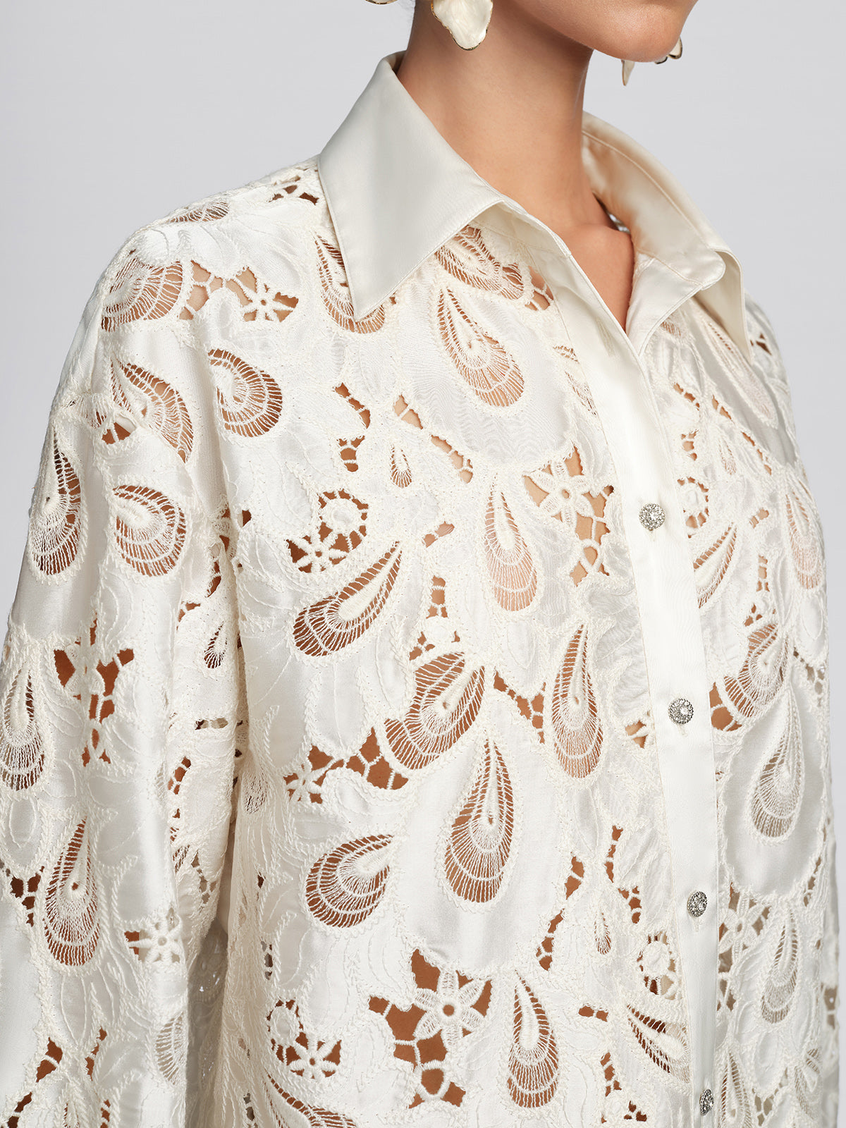 Eyelet Lace Rhinestone Shirt
