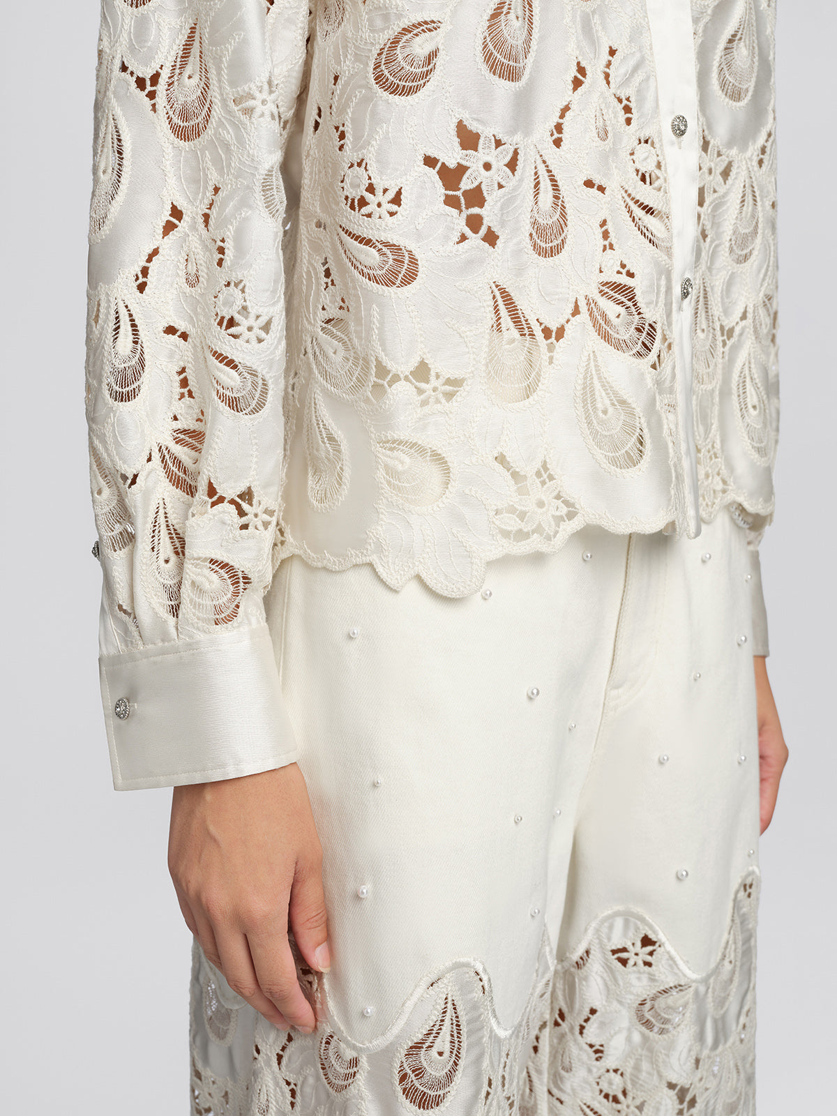 Eyelet Lace Rhinestone Shirt