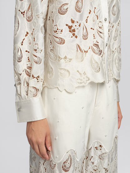 Eyelet Lace Rhinestone Shirt