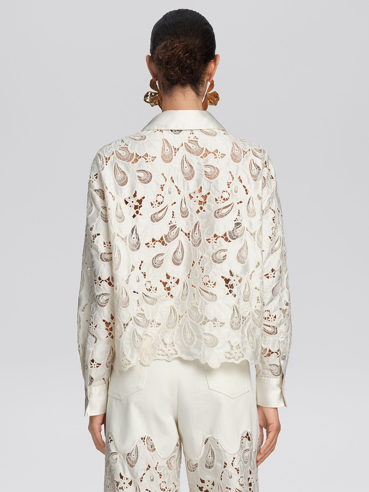 Eyelet Lace Rhinestone Shirt