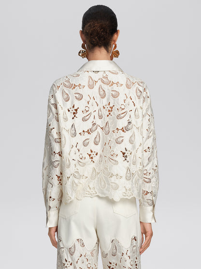 Eyelet Lace Rhinestone Shirt
