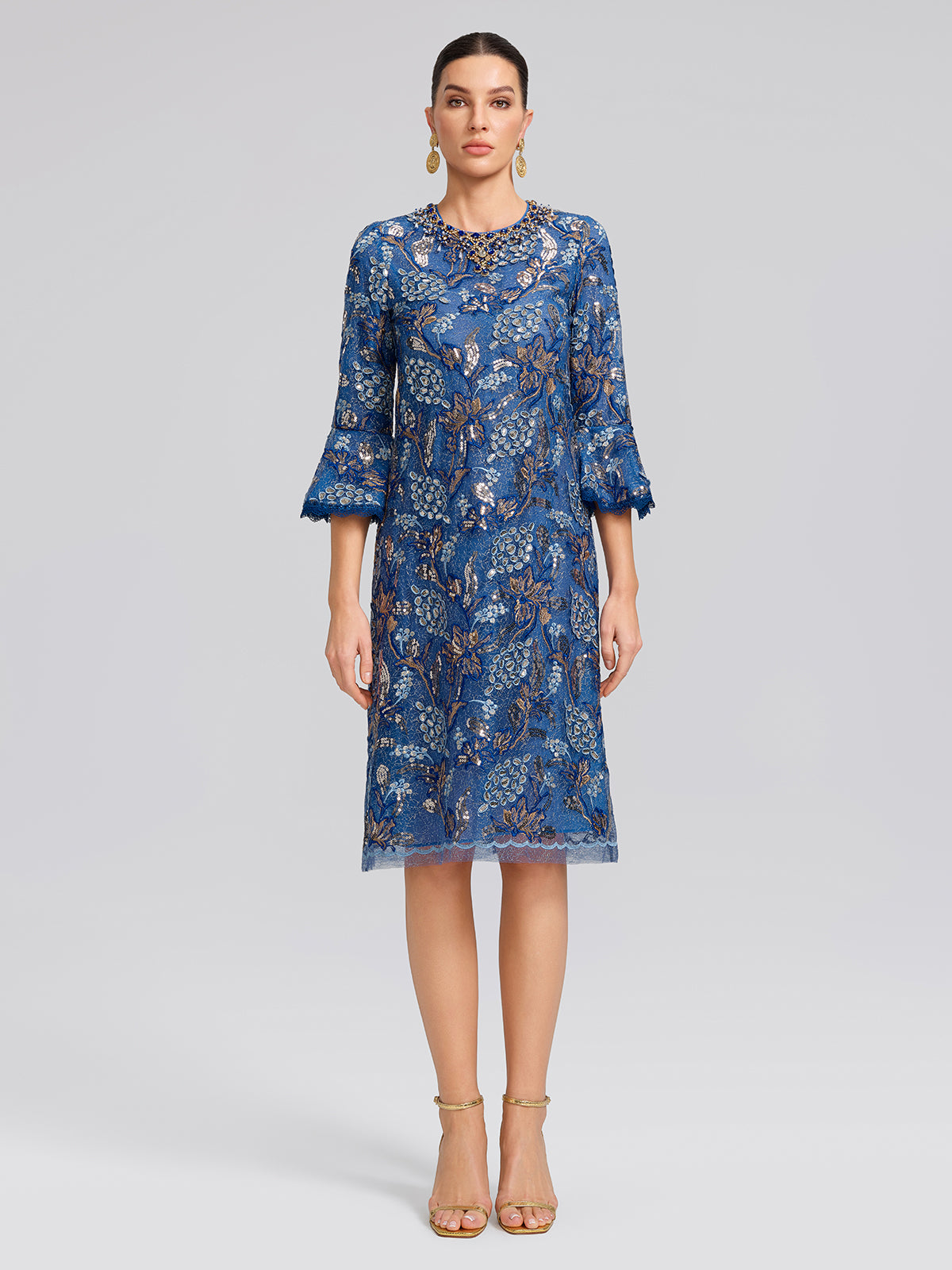 Sequin Jacquard Crystal Embellished Dress