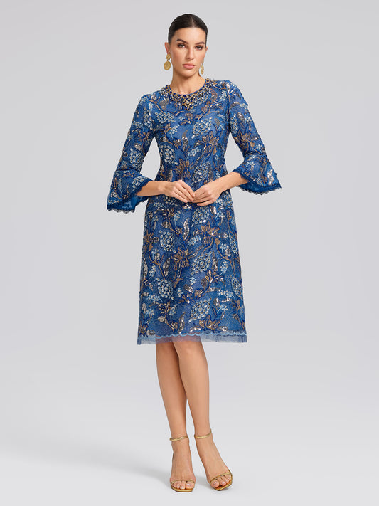 Sequin Jacquard Crystal Embellished Dress