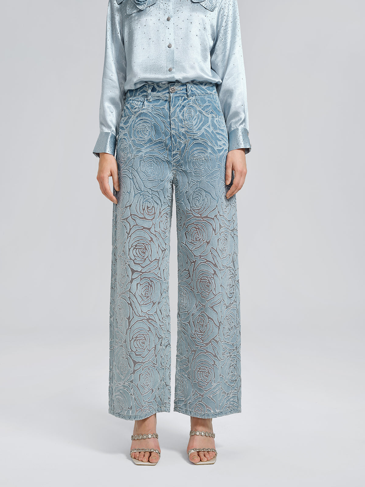 Gradient Rose Burnout Jeans