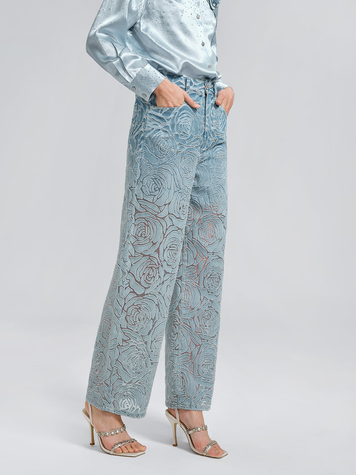 Gradient Rose Burnout Jeans
