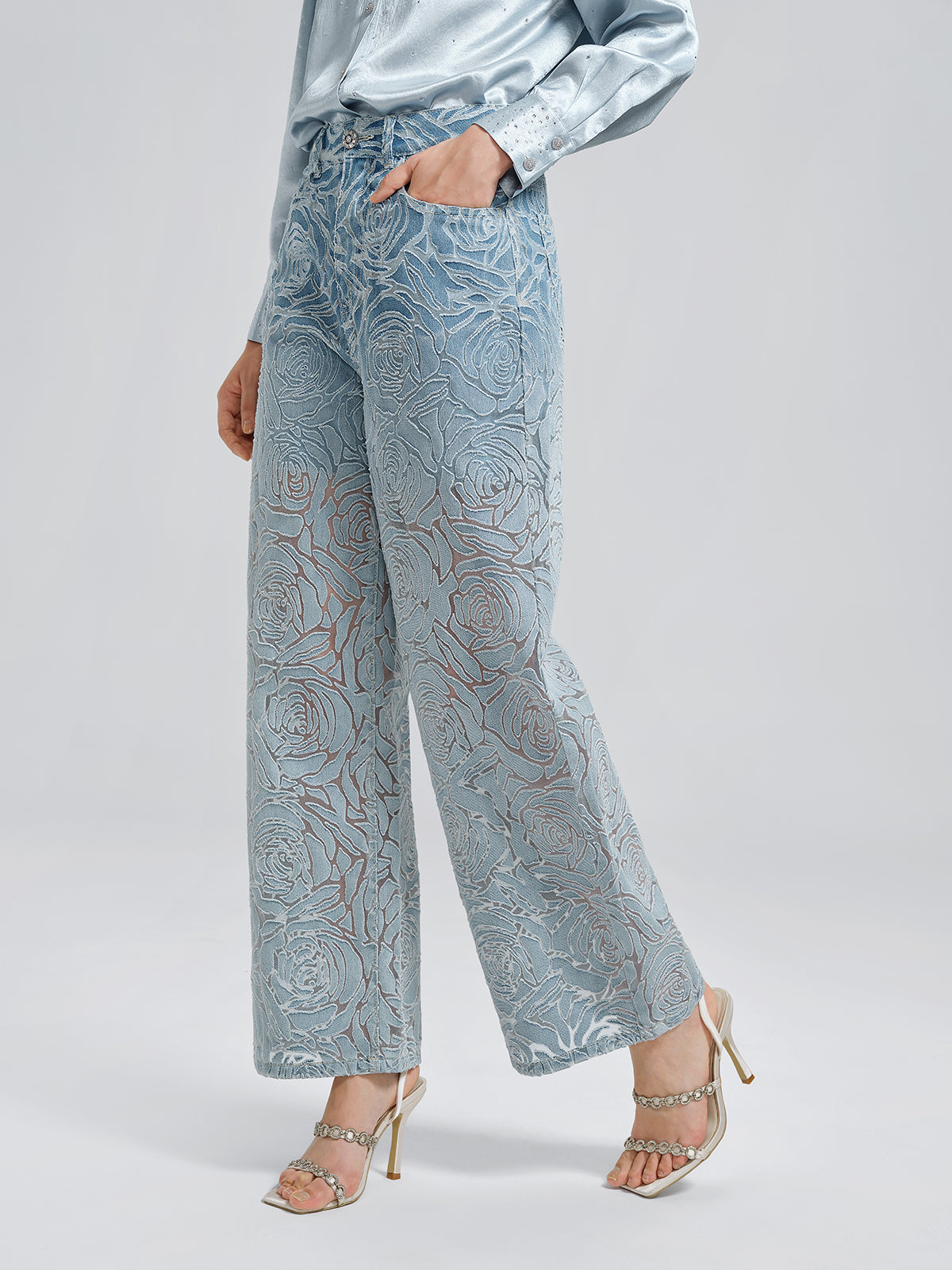Gradient Rose Burnout Jeans