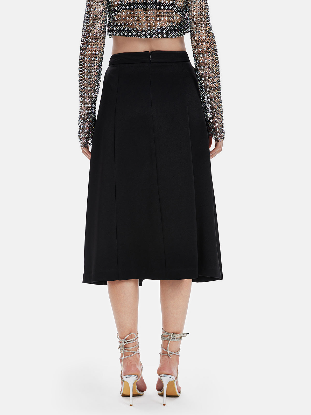 Minimalist Black High-Waist Midi Skirt