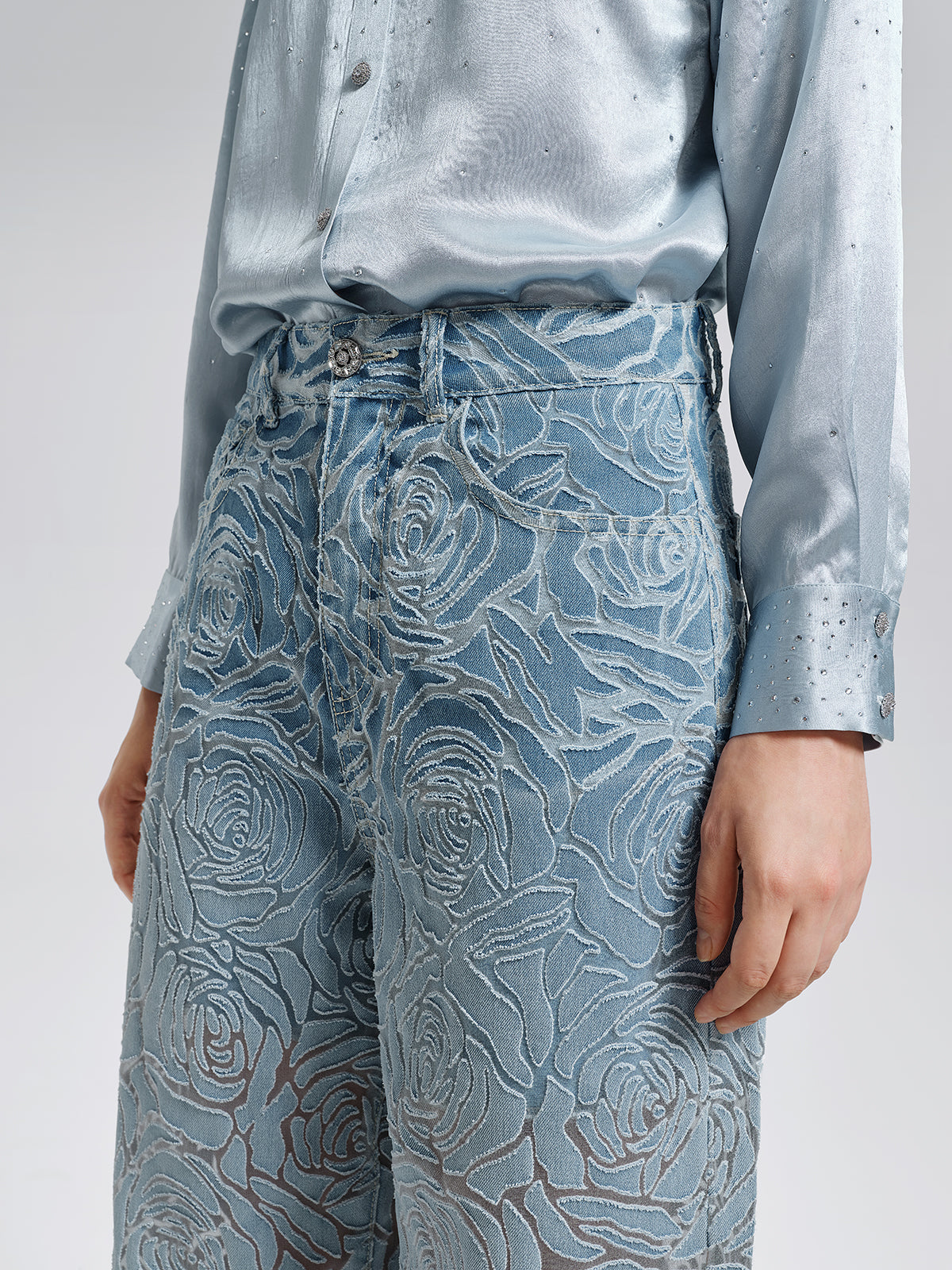 Gradient Rose Burnout Jeans