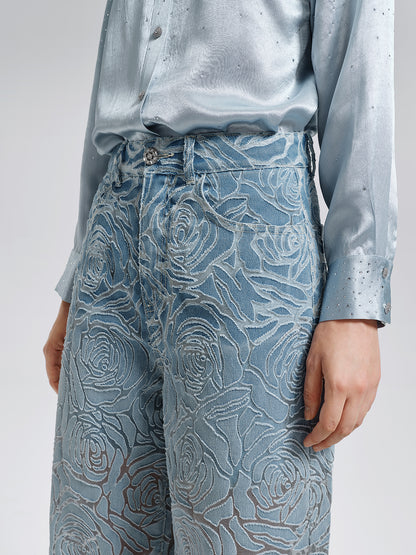 Gradient Rose Burnout Jeans