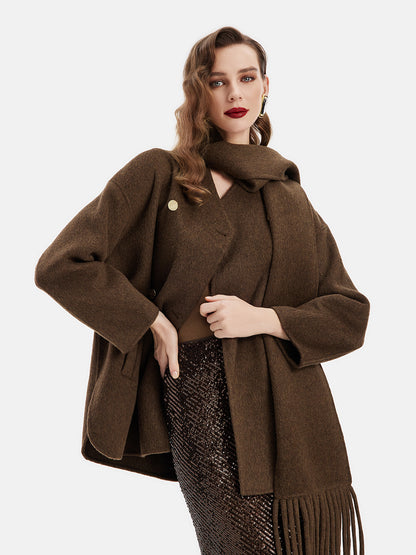 Bolivian Premium Alpaca Scarf-style Double-faced Wool Coat