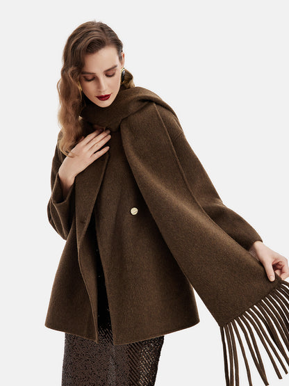 Bolivian Premium Alpaca Scarf-style Double-faced Wool Coat