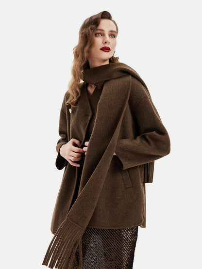 Bolivian Premium Alpaca Scarf-style Double-faced Wool Coat