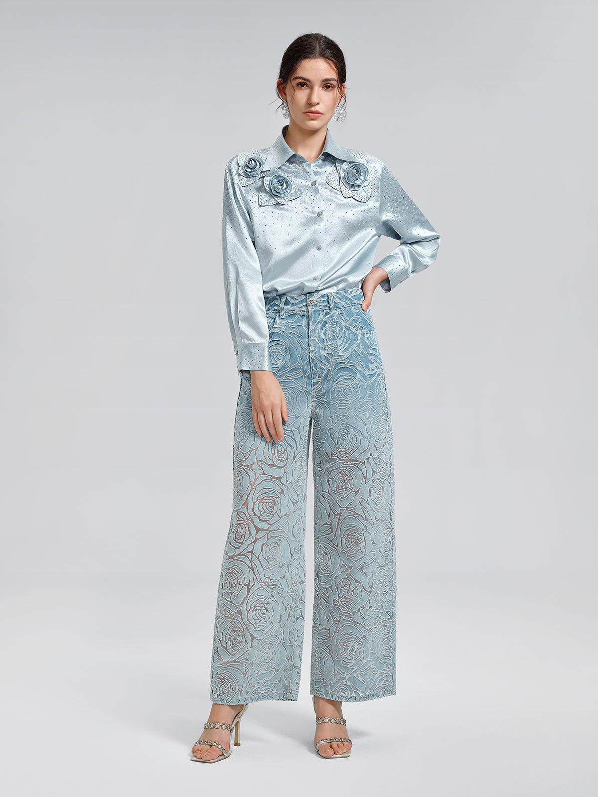 Gradient Rose Burnout Jeans