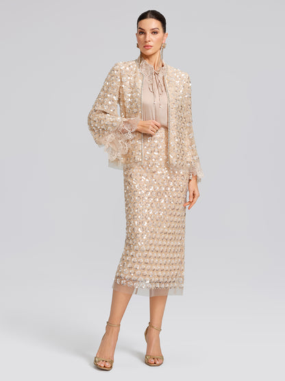 Art Floral Sequin Hand-Beaded Cardigan