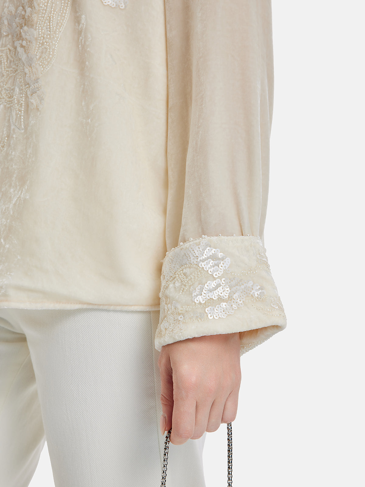 Velvet Sequin Embroidered Blouse