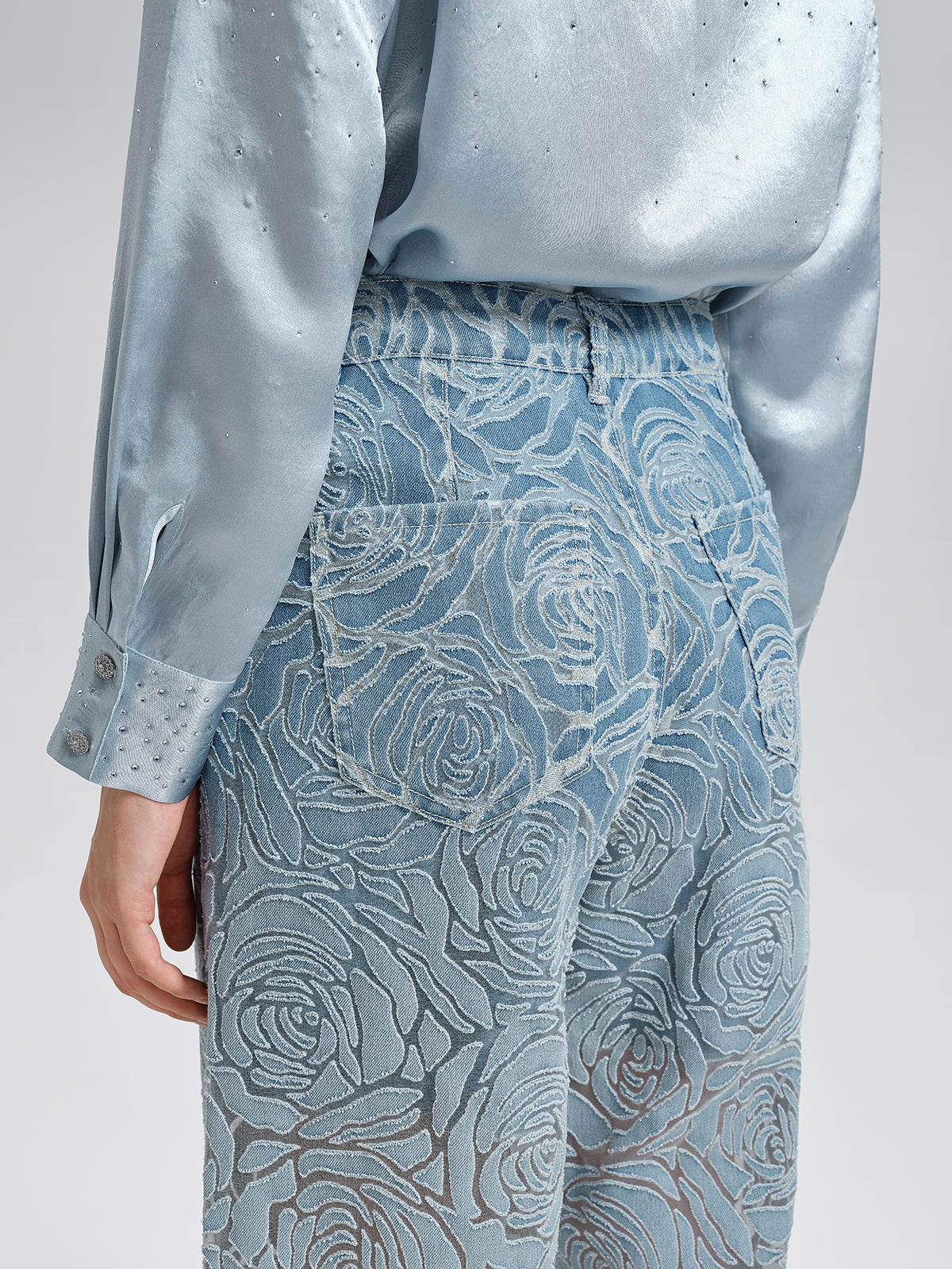 Gradient Rose Burnout Jeans