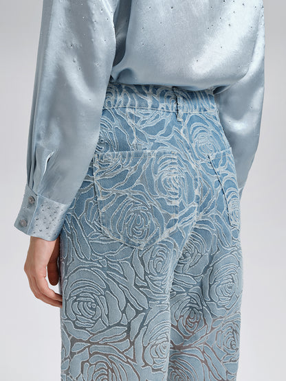 Gradient Rose Burnout Jeans