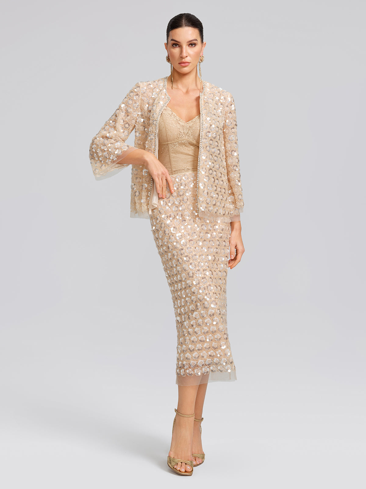 Art Floral Sequin Hand-Beaded Cardigan