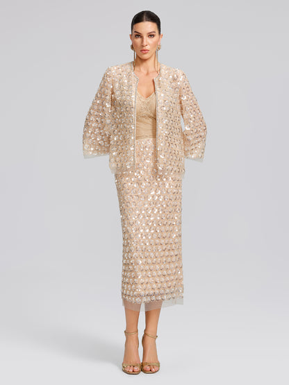 Art Floral Sequin Hand-Beaded Cardigan