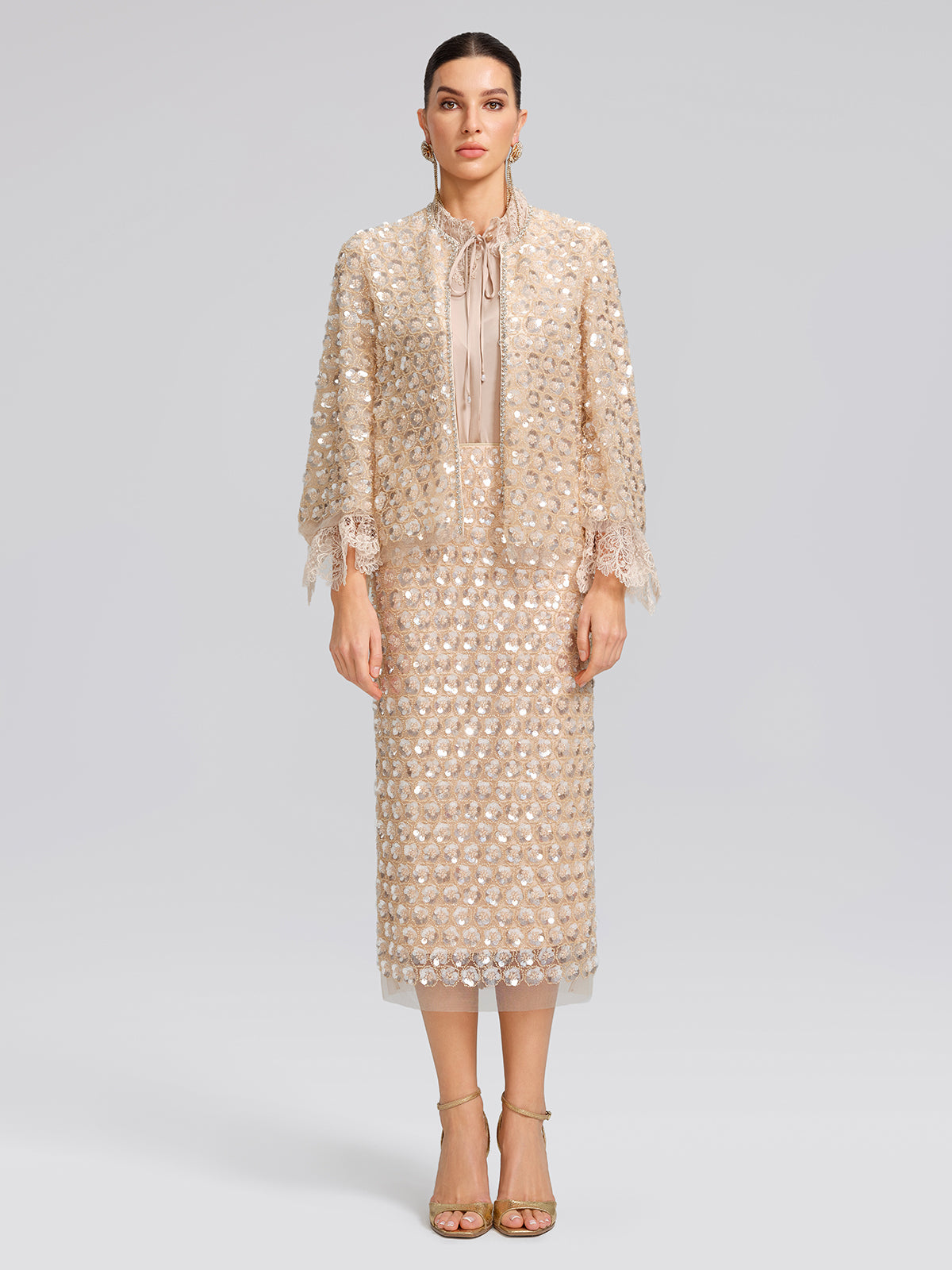 Art Floral Sequin Hand-Beaded Cardigan