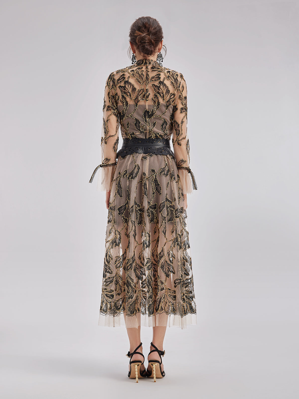 Custom Italian Floral Jacquard Dress (Belt Included)
